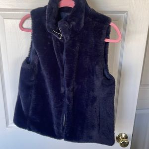 J.crew Factory  faux fur vest in navy, never worn Medium